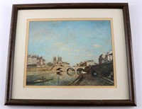 FRAMED PRINT OF PARISIAN SCENE SEINE NOTRE DAME