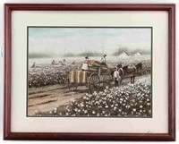 FRAMED UNTITLED T COLEMAN PRINT W COTTON PICKERS