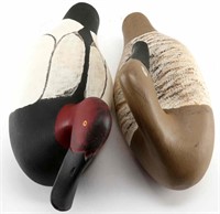 LOT OF TWO HANDCARVED SIGNED PAINTED DECOY DUCKS