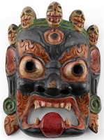OCEANIC CULTURE CARVED & PAINTED WOODEN DEMON MASK