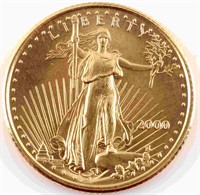 2000 1/10 OZT GOLD AMERICAN EAGLE BU $5.00 COIN