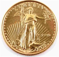 1999 GOLD 1/10 OZT AMERICAN EAGLE $5.00 BU COIN