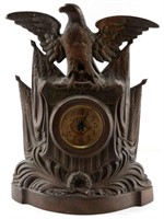 ANTIQUE 1902 EAGLE PATRIOTIC WIND UP CLOCK