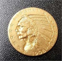 1908-S Gold Indian $5 coin