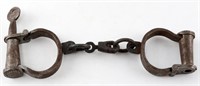ANTIQUE FORGED IRON SHACKLES OR HAND CUFFS