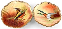 LIMOGES PAINTED GAME BIRDS WILDLIFE FOWL PLATES