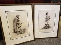 Authentic German Lithograph Vegetable Vendors