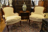 Pair of French style bergere chairs