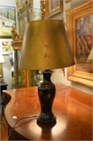 Chinese black ground gold painted vase as lamp