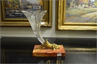 Decorative cut glass and gilt bronze cornucopia