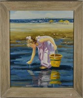Oil Painting of a Girl on the Seashore