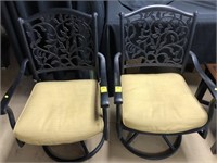 Pair of aluminum swivel patio chairs