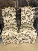Pair of floral decorative upholstered side chairs