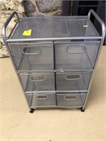 Modern 6 drawer metal rolling cart