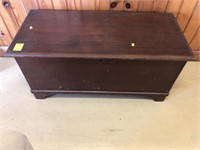 Small wooden storage chest w/metal handles