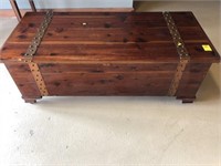 Cedar chest w/brass & tack decoration,