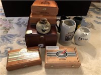 Cigar Boxes, Whiskey pitchers, and more