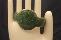 Enameled Stone Cuff Bracelet - Material Unknown
