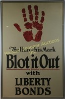 WW I POSTER - THE HUN - HIS MARK BLOT IT OUT