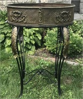 ANTIQUE FRENCH STANDING OVAL COPPER PLANTER