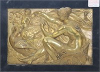 19TH C. FRENCH BRONZE PLAQUE -GODDESS IN CHARIOT