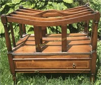 MAHOGANY HANDLED CANTERBURY MAGAZINE RACK