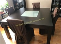 MODERN DARK BROWN DINING TABLE+ 4 ITALIAN CHAIRS