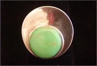 Sterling Silver Green Stone Ring ~ Size 7