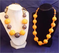 Vintage Chunky Acrylic & Copper Bead Necklaces