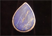 Sterling Silver & Lapis Lazuli  Ring ~ Size 7.5-8