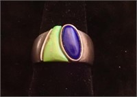 Sterling Silver & Enamel Ring ~ Size 7
