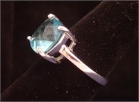 Sterling Silver & Aquamarine Stone Ring ~ Size 7