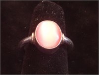 Sterling Silver & Pink Stone Ring ~ Size 4-5