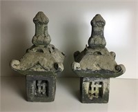 Pair of Decorative Cement Pagodas