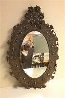 Folk Art Tin Framed Wall Mirror
