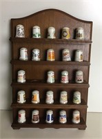 Thimble Collection with a Wooden Display Rack