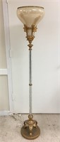 Antique Floor Lamp w/Etched Glass Pole