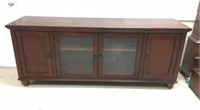 Wooden Media Cabinet with Glass Doors