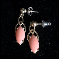 14K Yellow Gold Earrings w/ Pink Stones