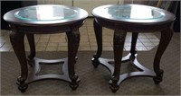 2 Beautiful Glass Top Round End Tables