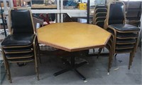 Octagonal Bar Table & 9 Padded Chairs