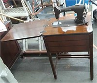 National Rotary Sewing Machine & Cabinet