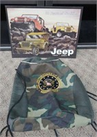 Metal Jeep Sign & Bag