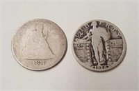1876 & 1928 U.S Liberty Quarters