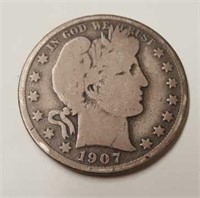 1907-D U.S. Barber Half Dollar