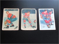 1953 Parkhurst Lot of 3 Hockey Cards Montreal