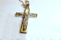 Croix Jesus Italienne en Or 10K et Chaîne 22''