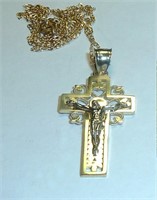 Croix Jésus Gothique en Or 10K et Chaîne 22''