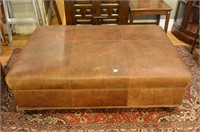 Large brown leather ottoman
