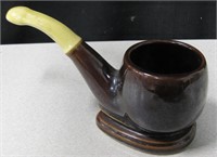 Vintage Smoke Pipe Form Ceramic Glazed Mug 5"H